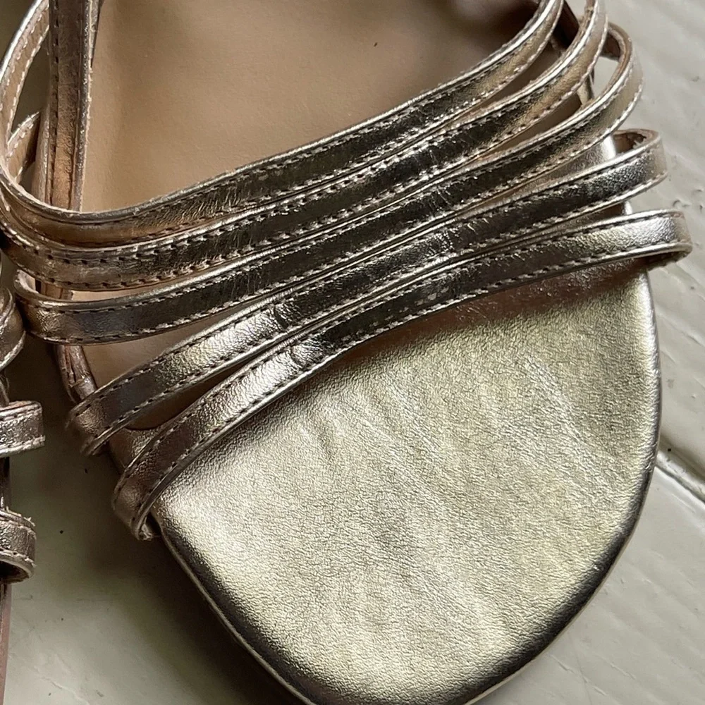 NEW Reformation Metallic Gold Ava Wedge Espadrille Sandal Size 10 - Picture 5 of 11